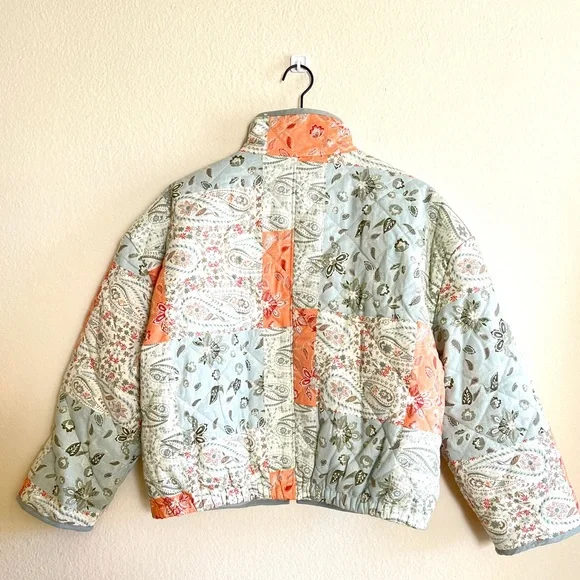 NWT 7 For All Mankind Cotton Quilted Patchwork Floral Jacket Bomber - Picture 2 of 11